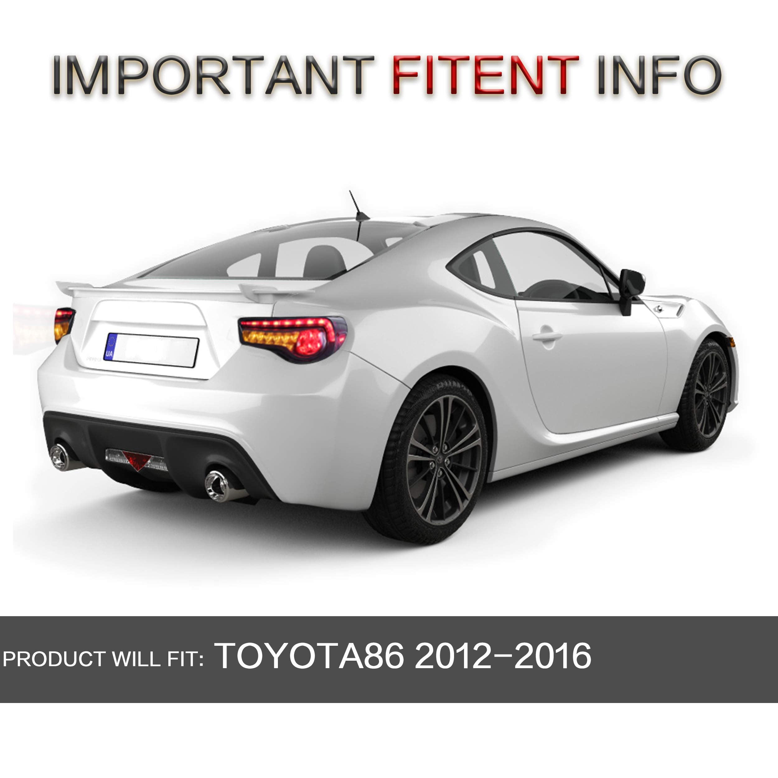 VLAND LED Tail Lights Compatible with Toyota 86 GT86 2012-2020/Subaru BRZ 2013-2020/Scion FR-S 2013-2020, Full LED Rear Light with Sequential Indicator, Red White Lens