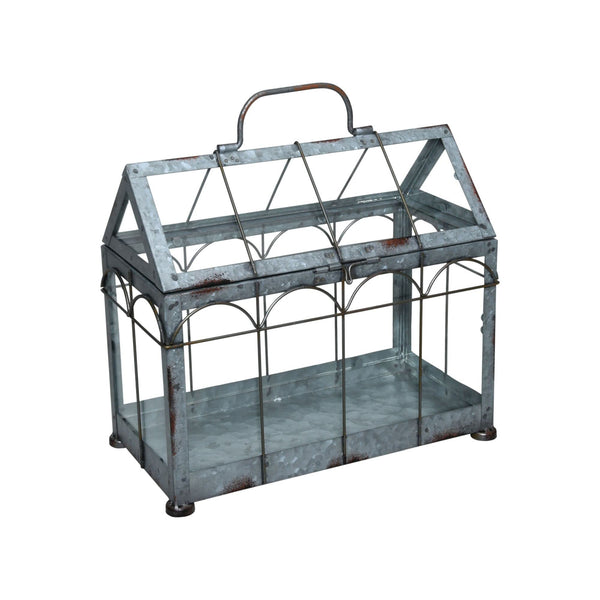 Esschert Design ZB21 Greenhouse with Lockable Lid, Plant House, Iron/Glass with Carry Handle, Sturdy Feet, Multi, Small, 29.3 x 15.4 x 26.4 cm
