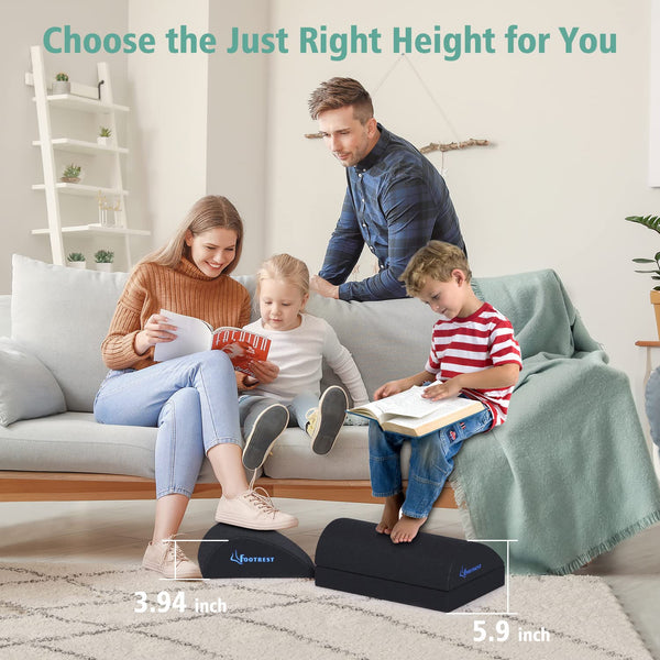 Ergonomic Foot Rest Under Desk, Adjustable Footrest Cushion with 2 Optional Height, Back Leg Knee Feet Support, Non-Slip Foam Footstool Pillow,