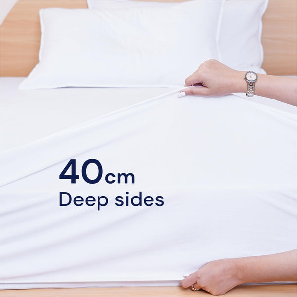 Sheet Story Bamboo Waterproof Mattress Protector King Size - 40cm Deep Pocket - Hypoallergenic, Terry Bamboo Fabric - King Size Mattress Protectors -