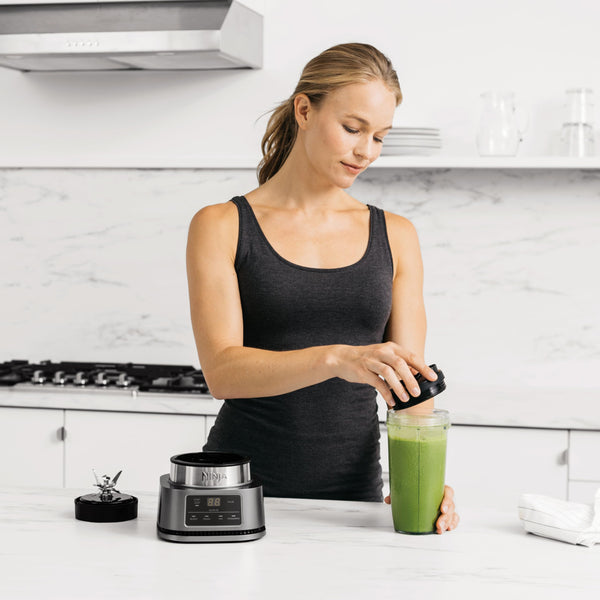 Ninja Foodi Power Nutri Blender 2-in-1, Blend Smoothie Bowls, Thick Spreads & Frozen Drinks, Automatic Programs, 700ml Cup & 400ml Bowl with with Power Paddle, 1100W, Silver CB100UK