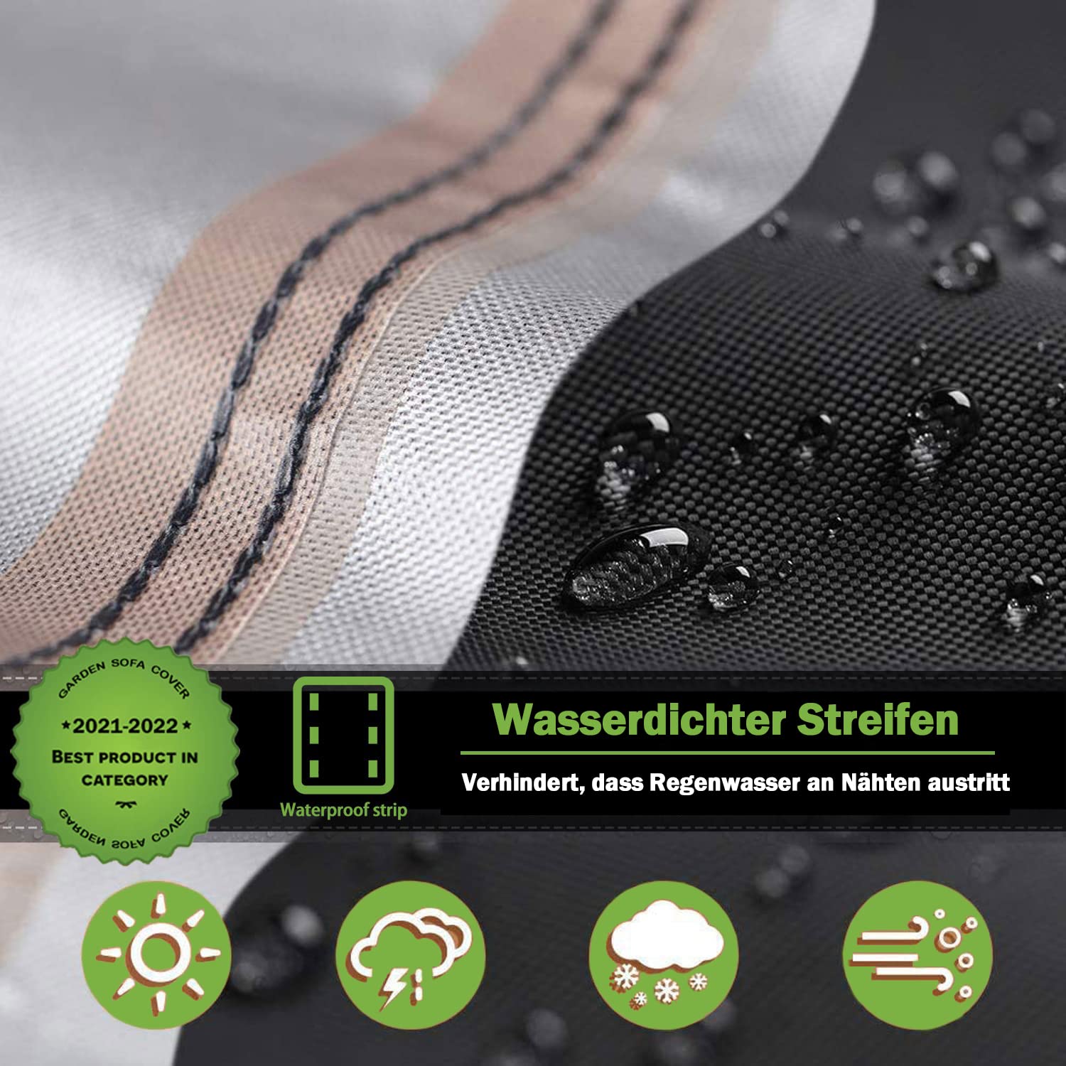 Enzeno Garden L-Shape Furniture Cover Waterproof, 420D Heavy Duty Oxford Fabric Outdoor Rattan Corner Sofa Cover with Waterproof Tape (222 * 286 *