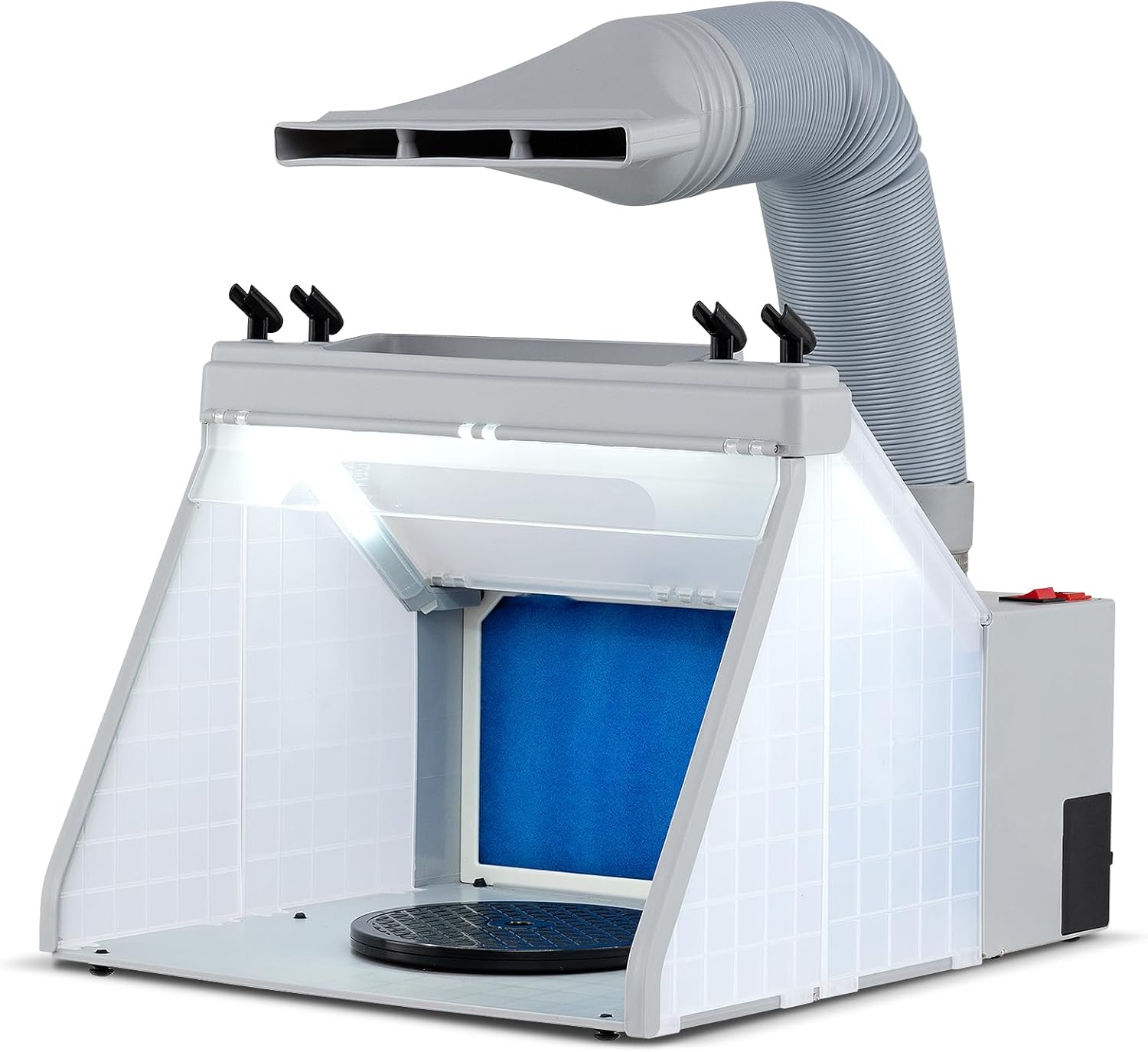 COSTWAY Portable Airbrush Spray Booth, Paint Spray Booth Kit with 3 LED Lights, 19cm Turntable, Spray Gun Holders & Extension Hose, Spray Booth Filter and Extractor Set for Painting Arts Models Crafts