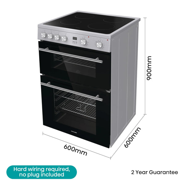 Hisense HDE3211BBUK 60cm Electric Cooker with Ceramic Hob-Black , A Rated Double Oven