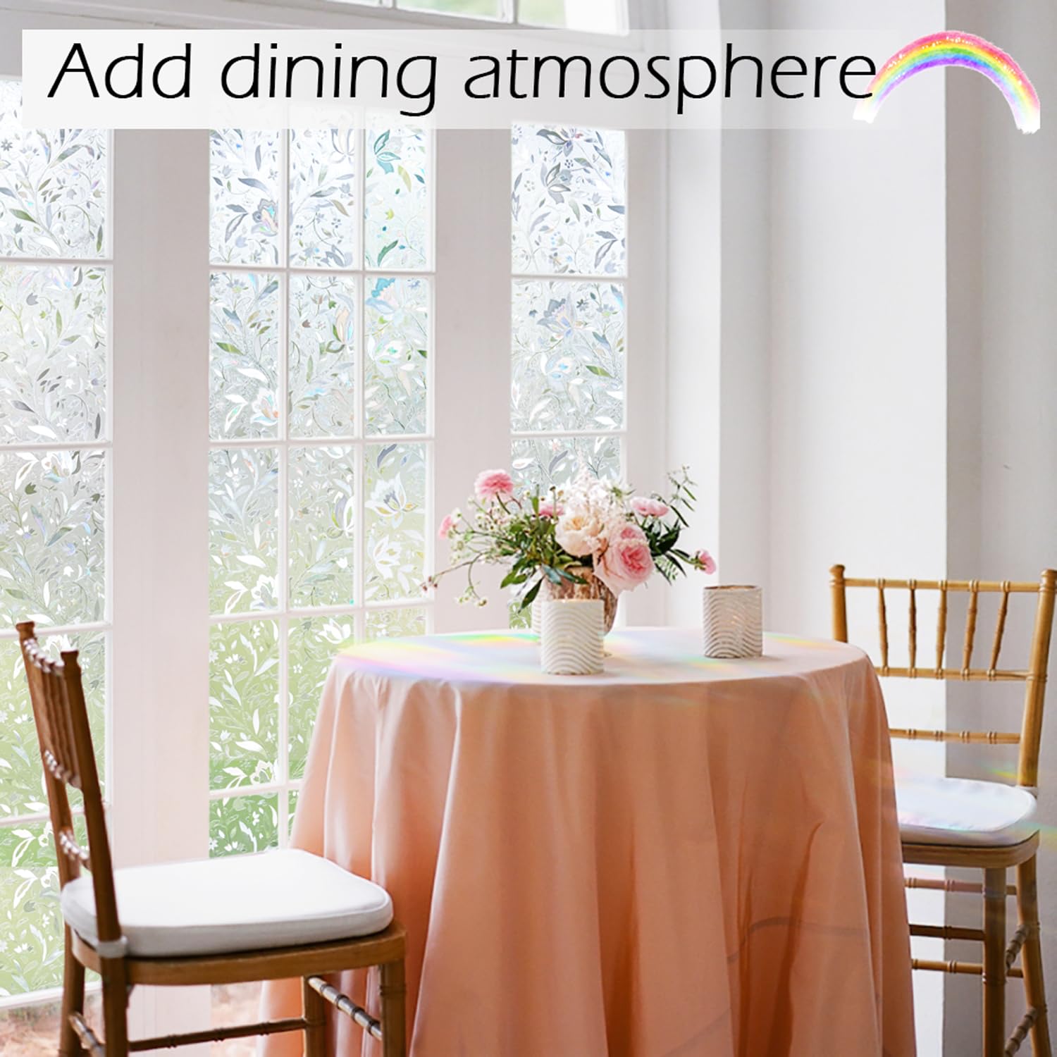 KROMAPOLIS Window Film Privacy, Thermal Window Vinyl Glass Covering Privacy Film for Glass Windows Frosted Stickers Tulip - 90x400cm