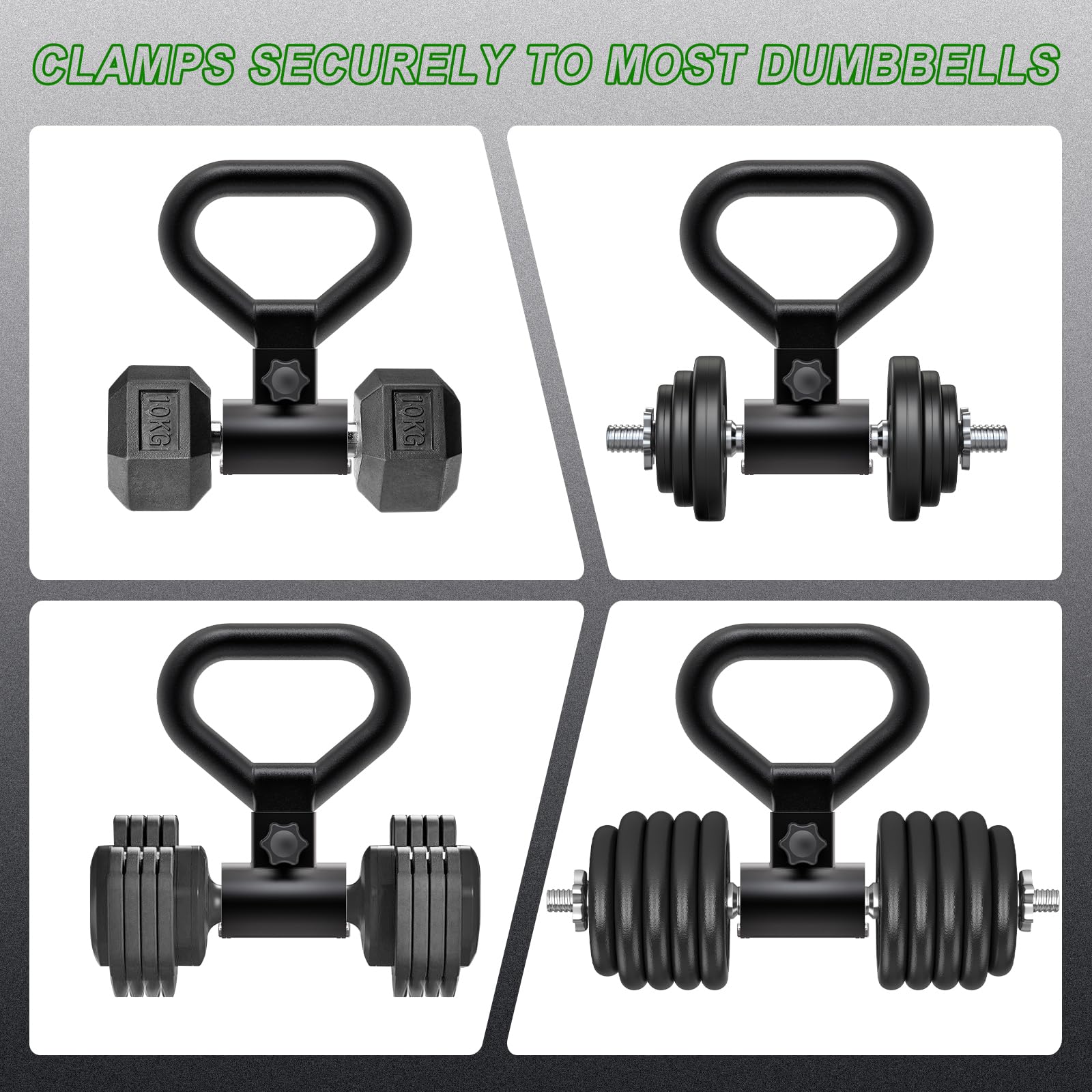SELEWARE Versatile Steel Dumbbell to Kettlebell Converter Handle, Non-Slip Ergonomic Grip, Quick Installation Fits Most Dumbbells Up to 100lbs