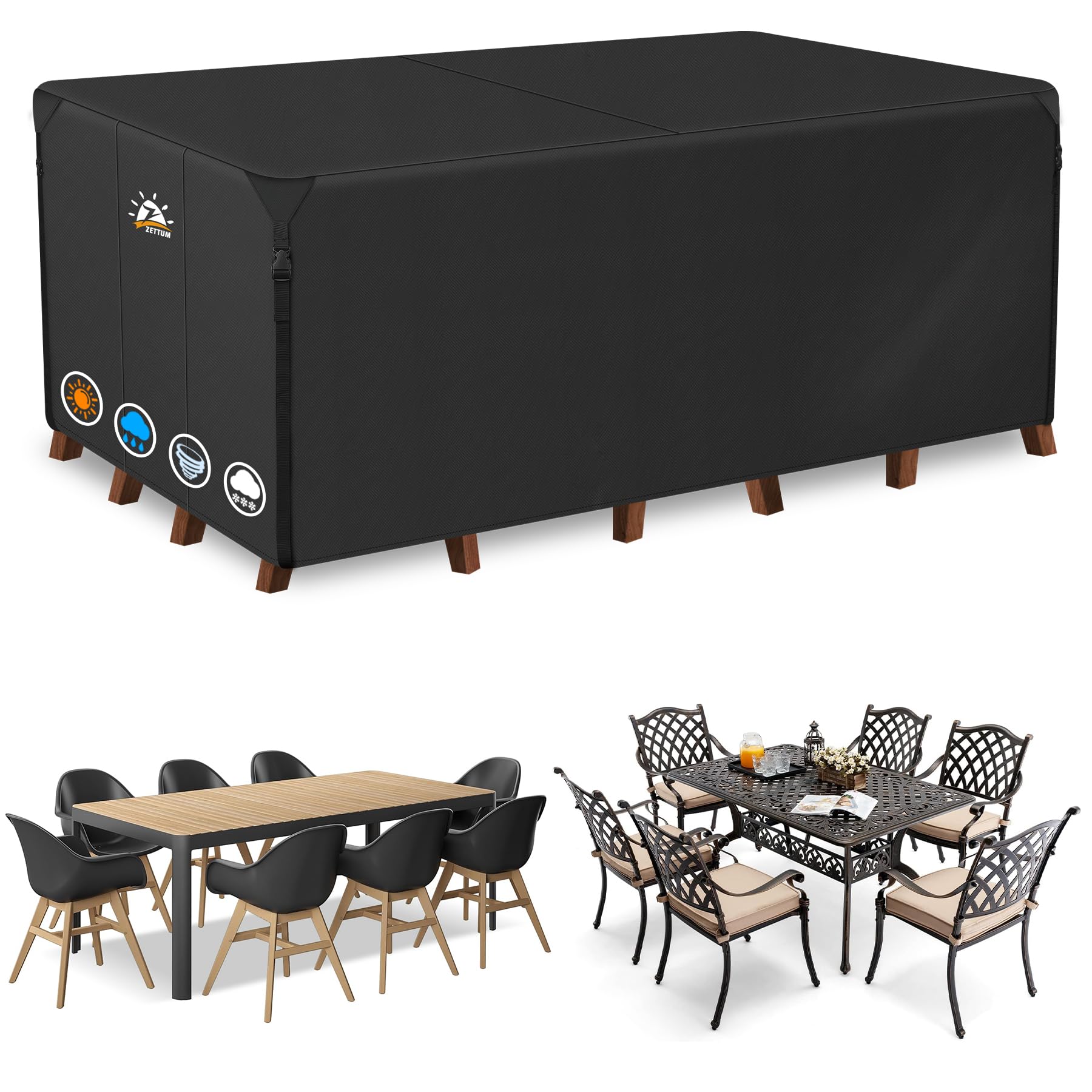 Zettum 180x120x77cm Outdoor Furniture Covers Waterproof Rectangular 600D Heavy Duty Oxford Fabric Rattan Garden Furniture Covers for Patio Furniture,