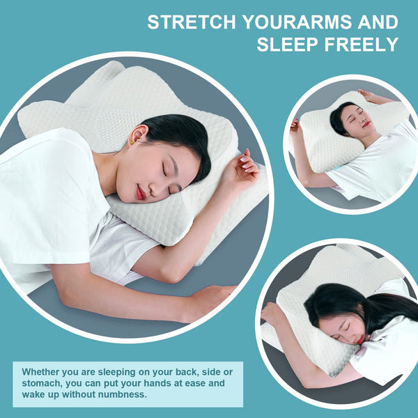 Cervical Memory Foam Pillow for Neck Pain Relief, 2 in 1 Orthopedic Sleeping Pillow, Shoulder Pain Ergonomic Head Neck Support Pillow for