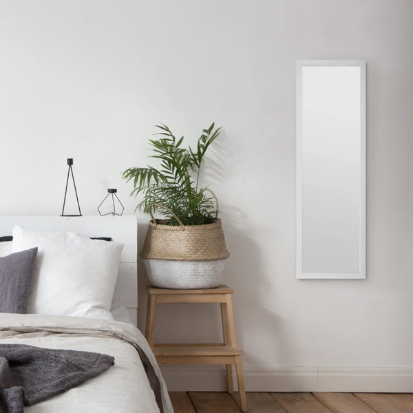 Home Selections Full Length Wooden Wall Mounted Mirror - White - 35x110cm
