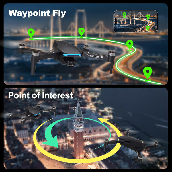 Toladrone TD31LCD Drone with LCD Screen, Digital Image Transmission, Drone with Camera Brushless Motor Drones for Beginners, Foldable RC Quadcopter for Adults