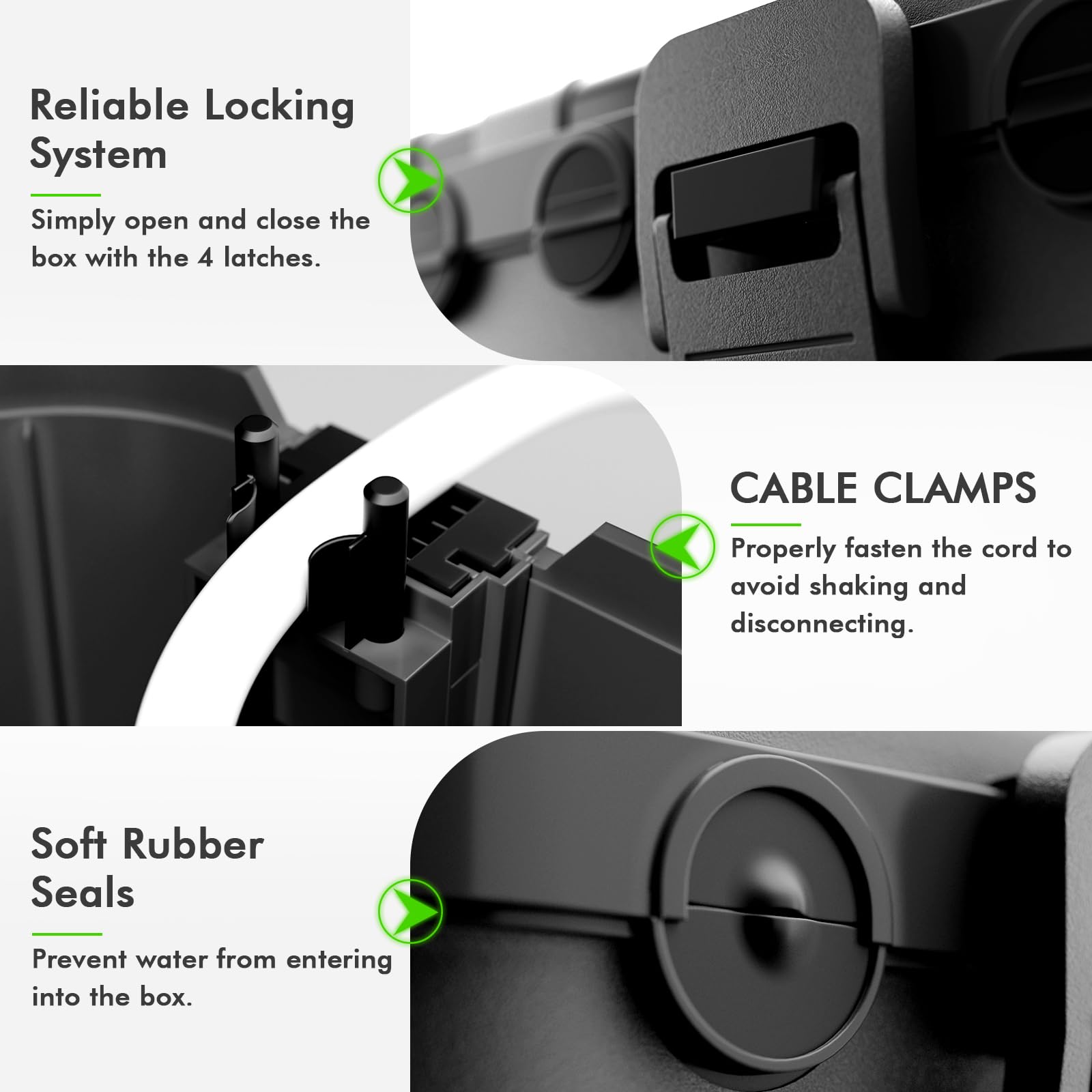 RESTMO Extra Large Waterproof Electrical Box, IP54 Weatherproof Outdoor Outlet Cover, Protect Outlet, Plug, Timer, Power Strip (Not Included), Holiday Light Decoration, 32 x 22 x 13 cm, Black