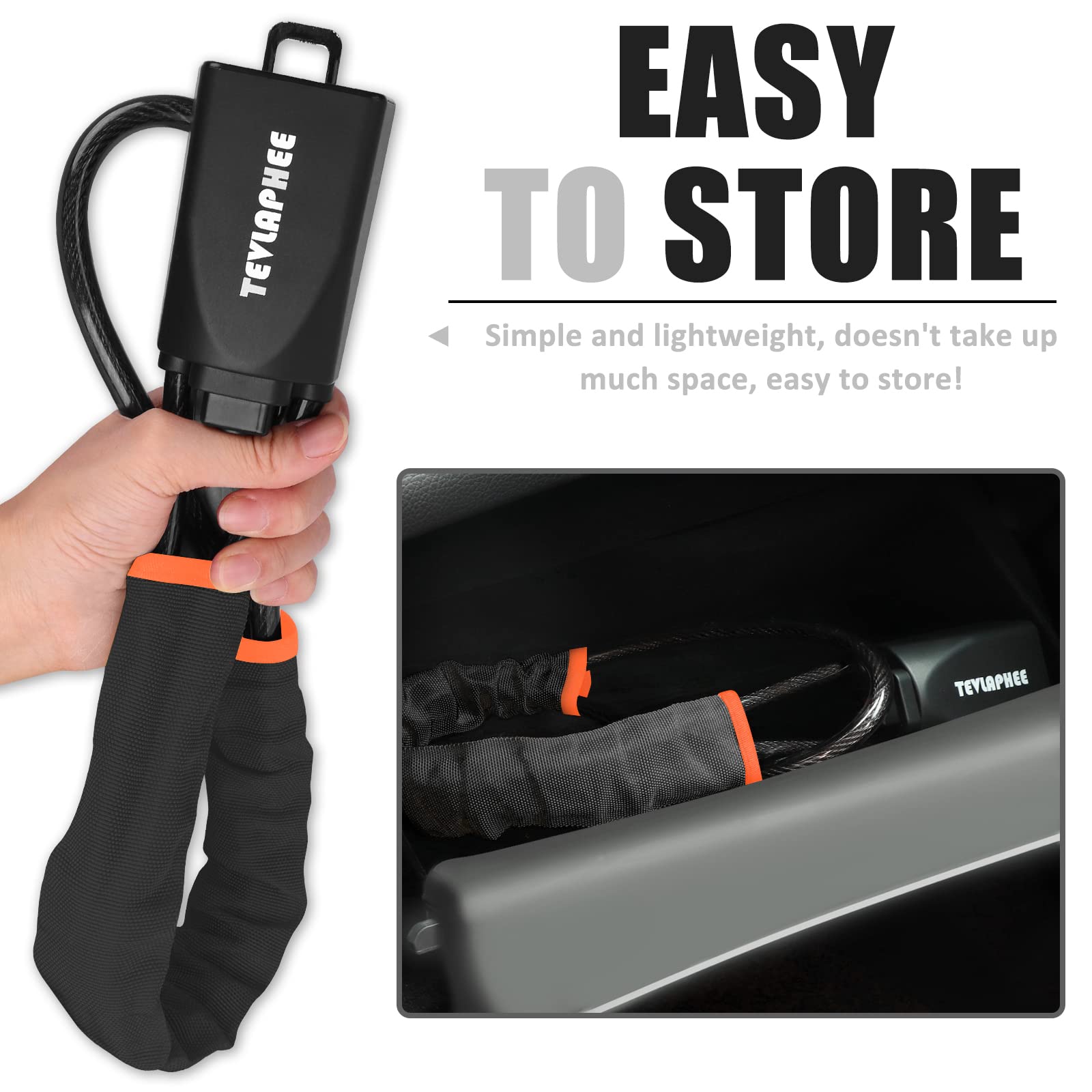 Tevlaphee Steering Wheel Lock, Steering Lock, Car Steering Wheel Locks, Steering Wheel to Seat Belt Lock, High Visibility Car Lock Anti-Theft Device, Heavy Duty, Universal Fit, 3Keys (Green)