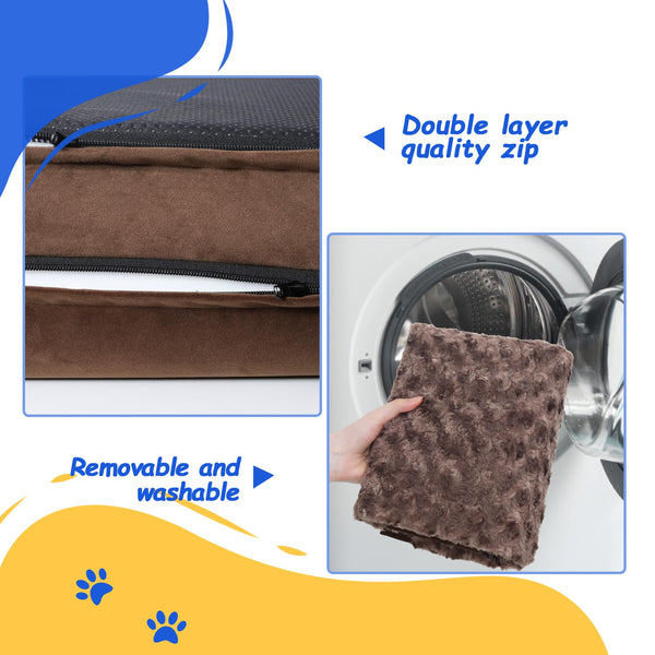 KSIIA Large Dog Bed, Orthopedic Dog Sofa Beds Couch with Removable Washable Cover, Waterproof Pet Sofa with U-Shape Bolster, Grey 88.9x55.88x16cm