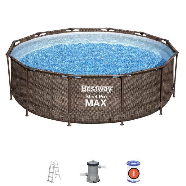 Bestway, Steel Pro Pool Max Swimming Pool, Above Ground Swimming Pool, Metal Frame Pool, 12ft
