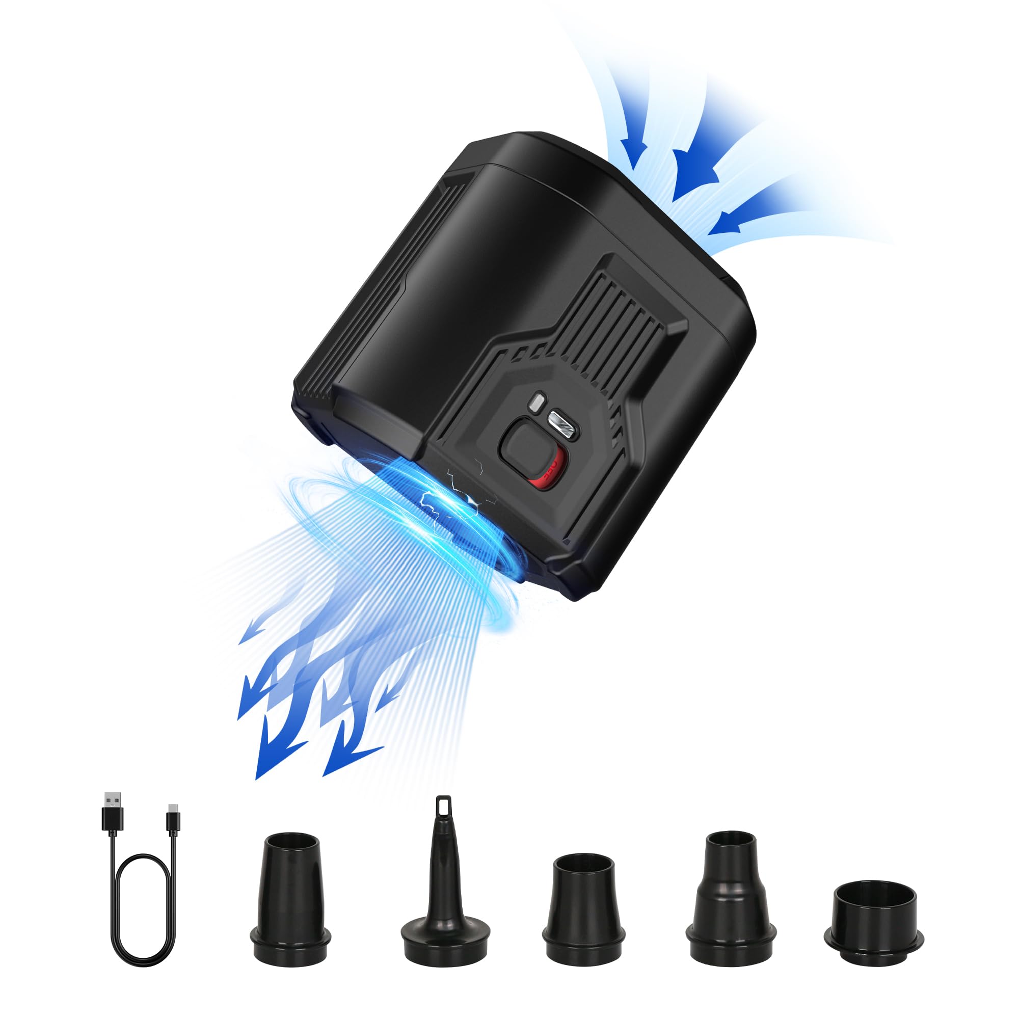 FLEXTAIL EVO PUMP 3,Portable Electric Air Pump,Vacuum Pump,1000L/min Flow,5kPa High pressure,5 Multiple nozzles for Rafting boat,Vacuum Compression Bags,Airbeds