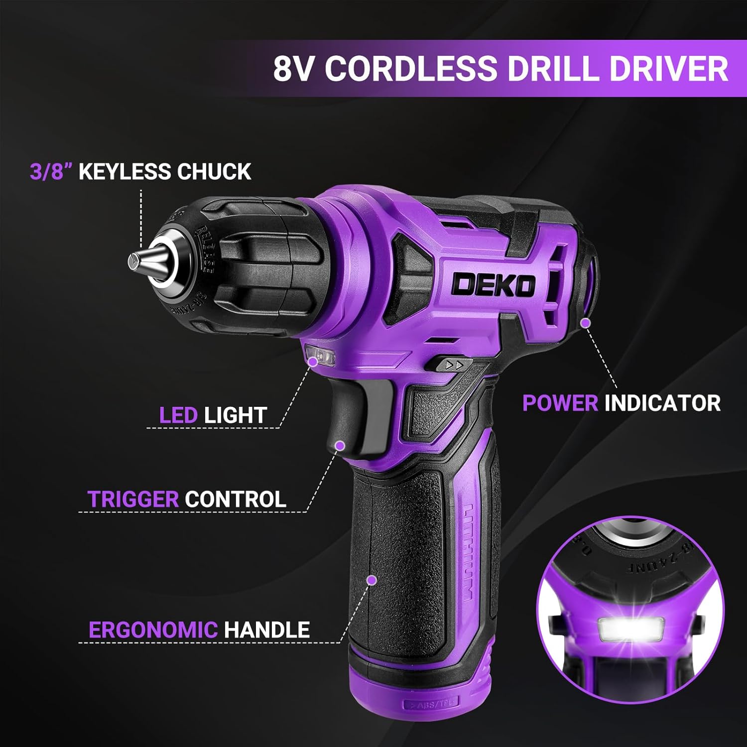 Tool Kit: DEKO Drill Set with Cordless Drill, Tool Kit Set Box, DIY Hand Tools for Men and Home, with 8V Electric Drills Blue,126 Pieces