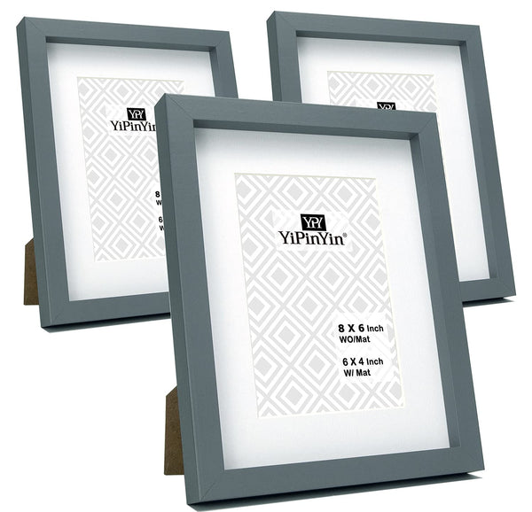 Black 50x70cm Boxed Picture Frames Set of 3 with Mounts for 40x60cm, 70x50cm poster frame with Acid Free mount for 40x60cm photo (Black 3Pack)