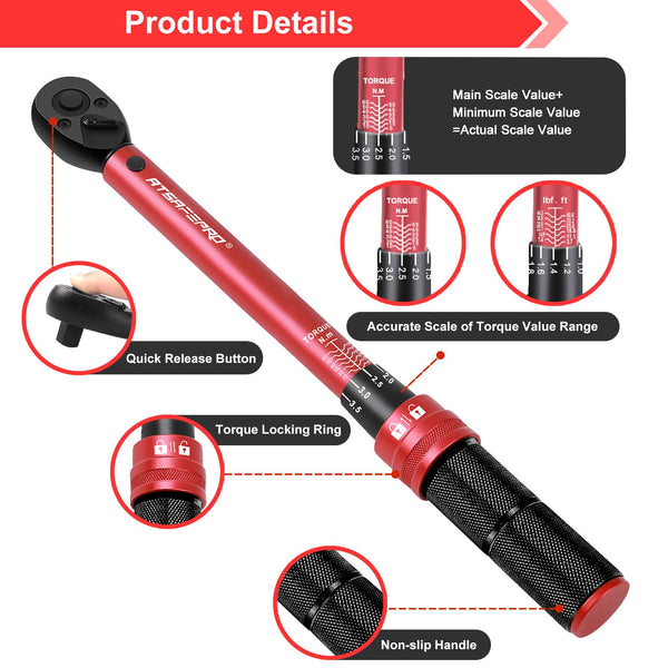 ATsafepro Torque Wrench 3/4 Inch, 100-600 Nm Torque Wrenchs, ±3% Error Accuracy with 48 Teeth Dual-Direction Adjustable for Repair of Car, Truck, Tractor