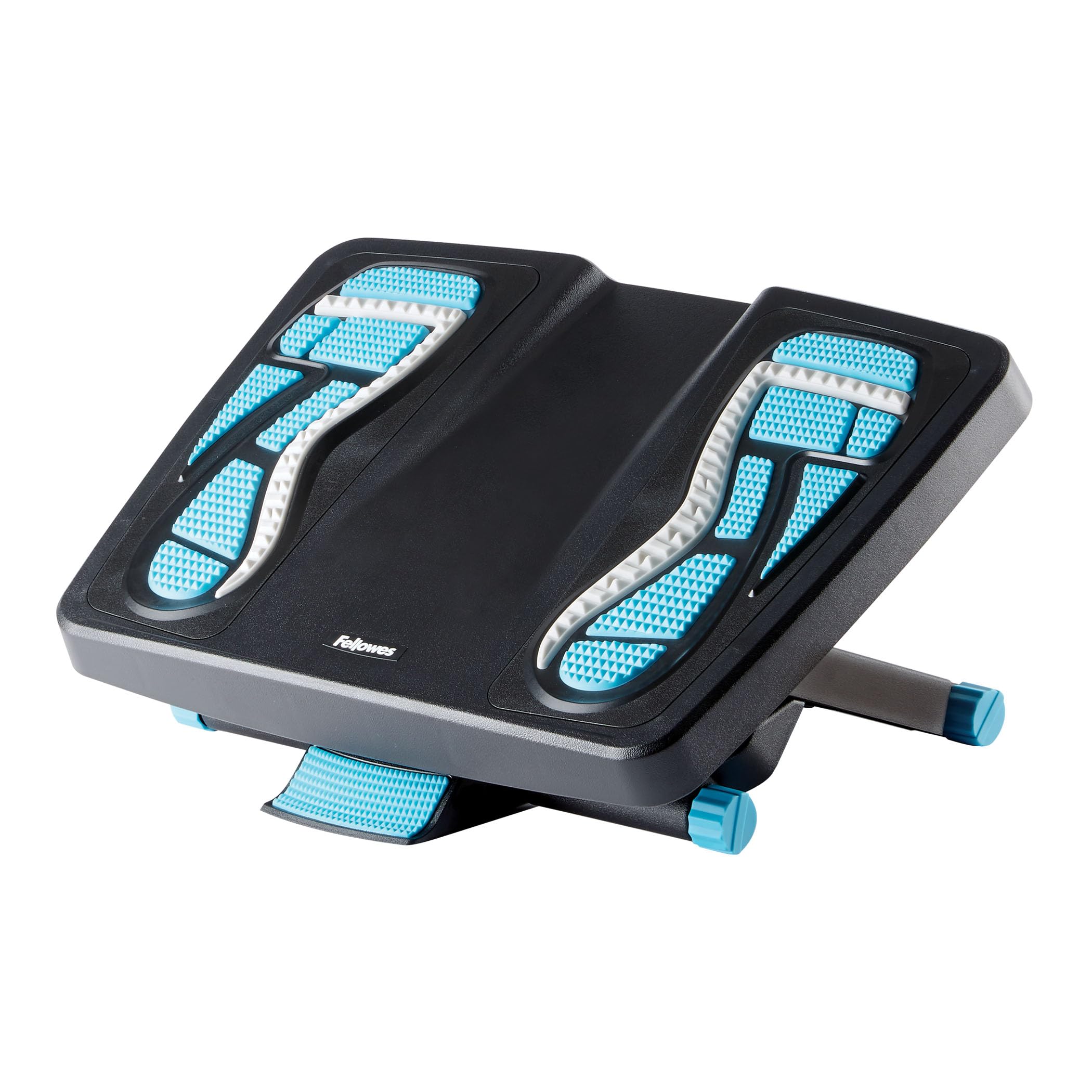 Fellowes Energiser Ergonomic Foot Rest for Under Desk with three Height Adjustments and Massage Surface, blue/charcoal/grey