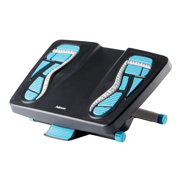 Fellowes Energiser Ergonomic Foot Rest for Under Desk with three Height Adjustments and Massage Surface, blue/charcoal/grey