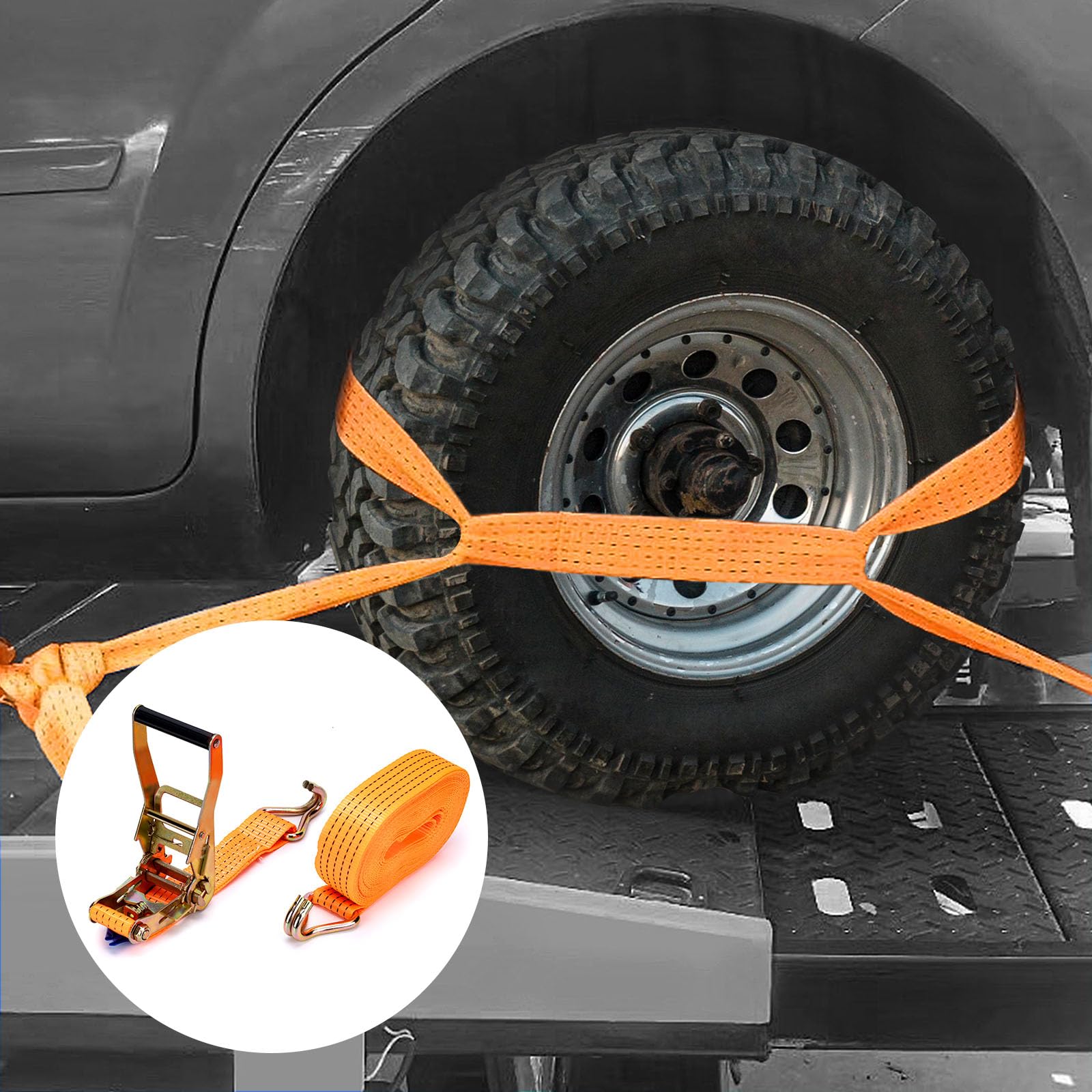 maXpeedingrods 10 x Lashing Straps Ratchet Strap Tie Down 5000kg x 6m x 50mm Heavy Duty Trailer Tension Belts with Iron Handle and Double J Hook 5000kg 5Ton