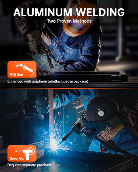 HITBOX MIG Welder 240V, 200Amp 7 in 1 Gas MIG/Gasless MIG/Stick/Lift TIG/Spot Welding/Spool Gun Aluminum Welder Machine, Multi Process Synergy Welding Machine with LED Display Pre/Post Gas(MIG200III)