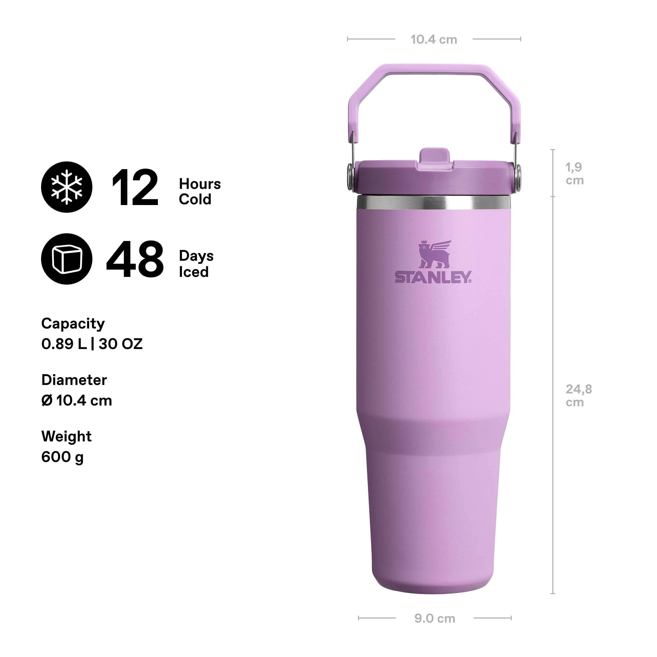 Stanley Flip Straw Tumbler 1.0 Water Bottle With Straw 0.89L - Keeps Cold For 12+ Hours - Easy To Carry - Dishwasher Safe - Stainless Steel Thermal Flask - BPA-Free Travel Mug - Navy