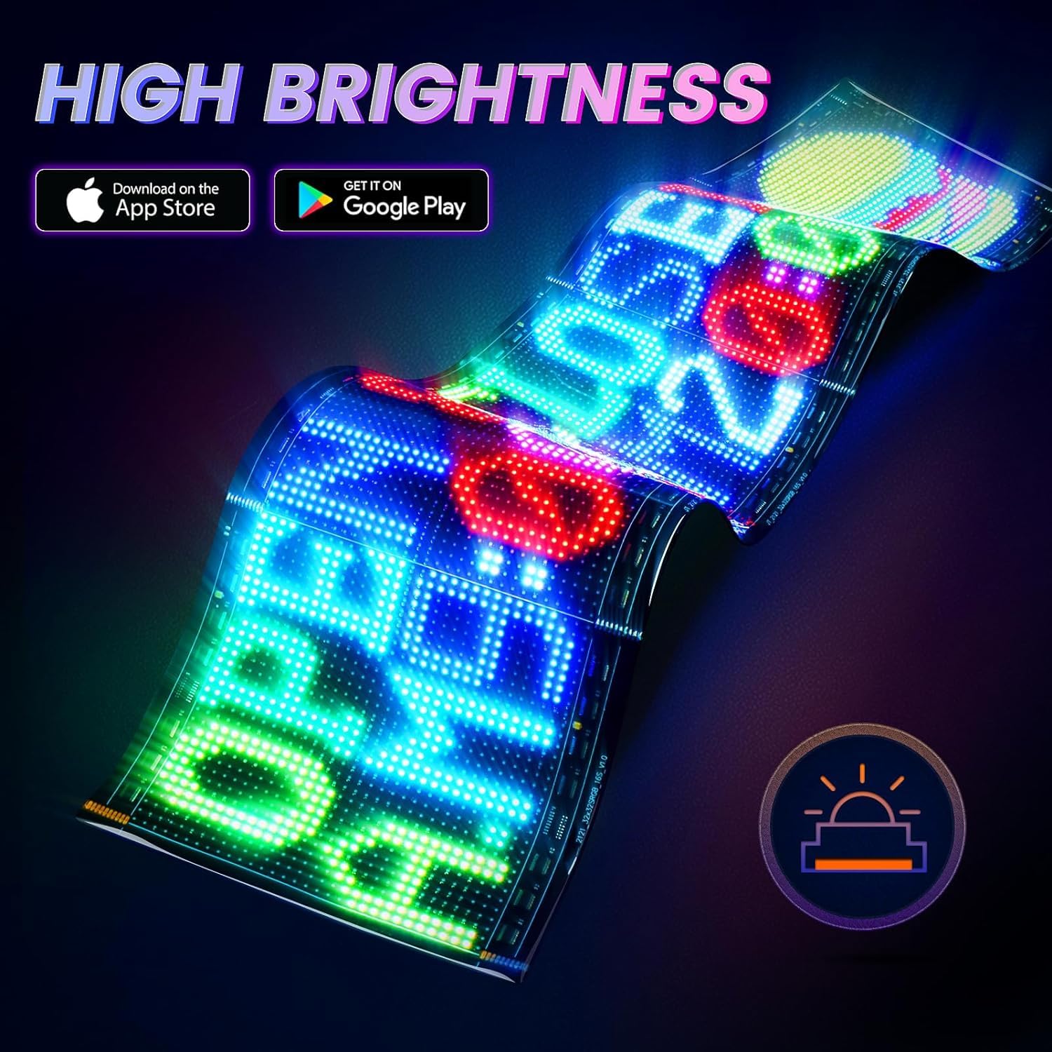 Qnoavve Bluetooth App Control LED Sign, 14.6"x3.6" Devil Eyes Car Lights, Flexible USB 5V LED Car Sign, Programmable Customizable Display Panel, Scrolling Message Board for Store Bar Hotel Party