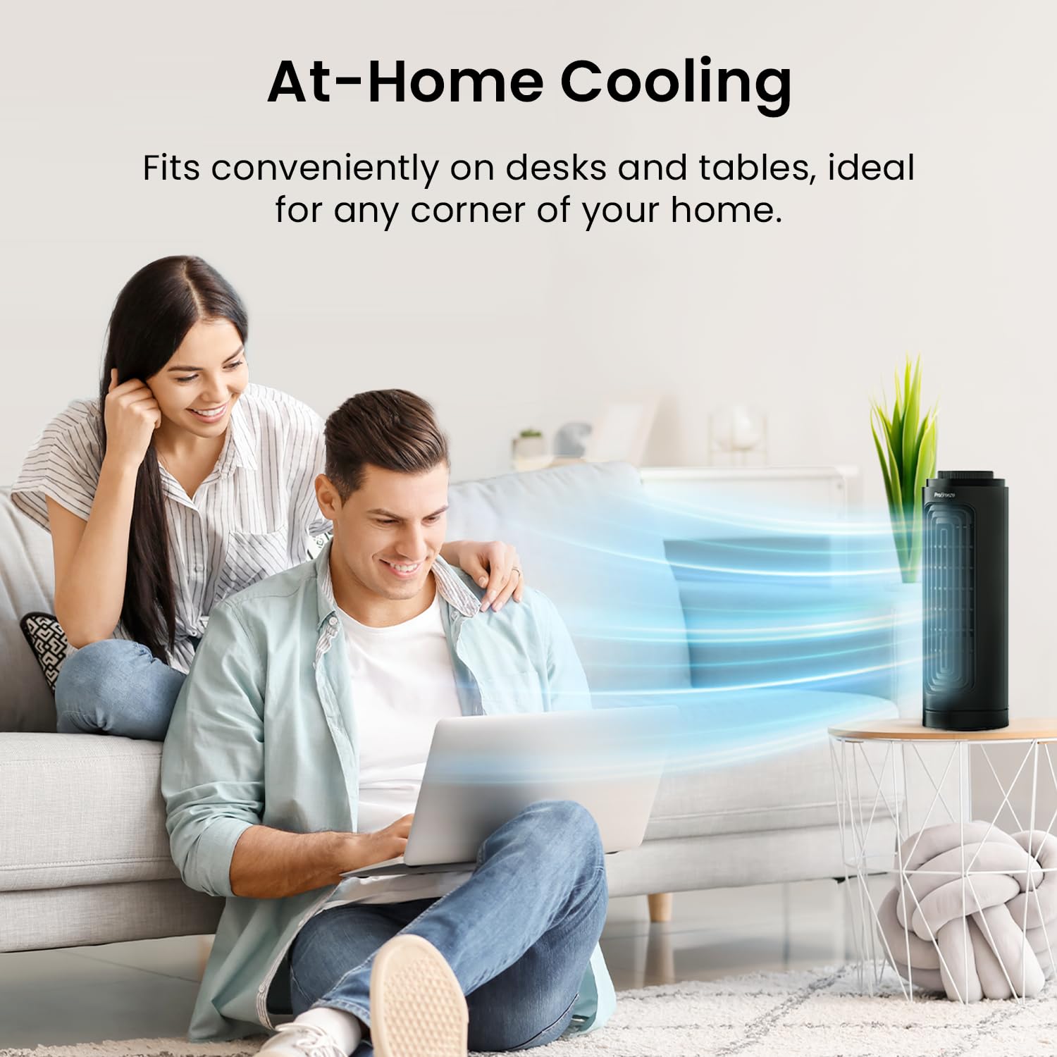 Pro Breeze Bladeless Tower Fan Quiet & Portable with Remote Control, 90° Oscillation, 15h Timer, 4 Modes, 3 Speeds - Powerful Electric 45W Motor Standing Air Circulator for Bedroom & Office