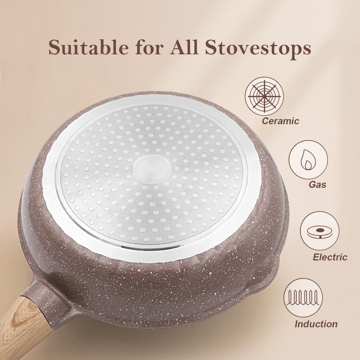 AIKENBBKK Nonstick Ceramic Deep Frying Pan Set, 26 cm+ 28 cm Healthy Frying Pan Skillet Set with Detachable Handle, Oven& Dishwasher Safe, PFAS PFOA &