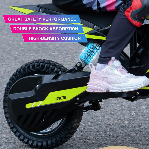 RCB R9X Electric Motorcycle Kids, 12 inch Pneumatic Tires, Ride On Electric Motorcycle with Powerful Motor, 3 Speed Modes 8/12/25KMH, Range 15KM, Moto Crossbike Kids from 3-12years