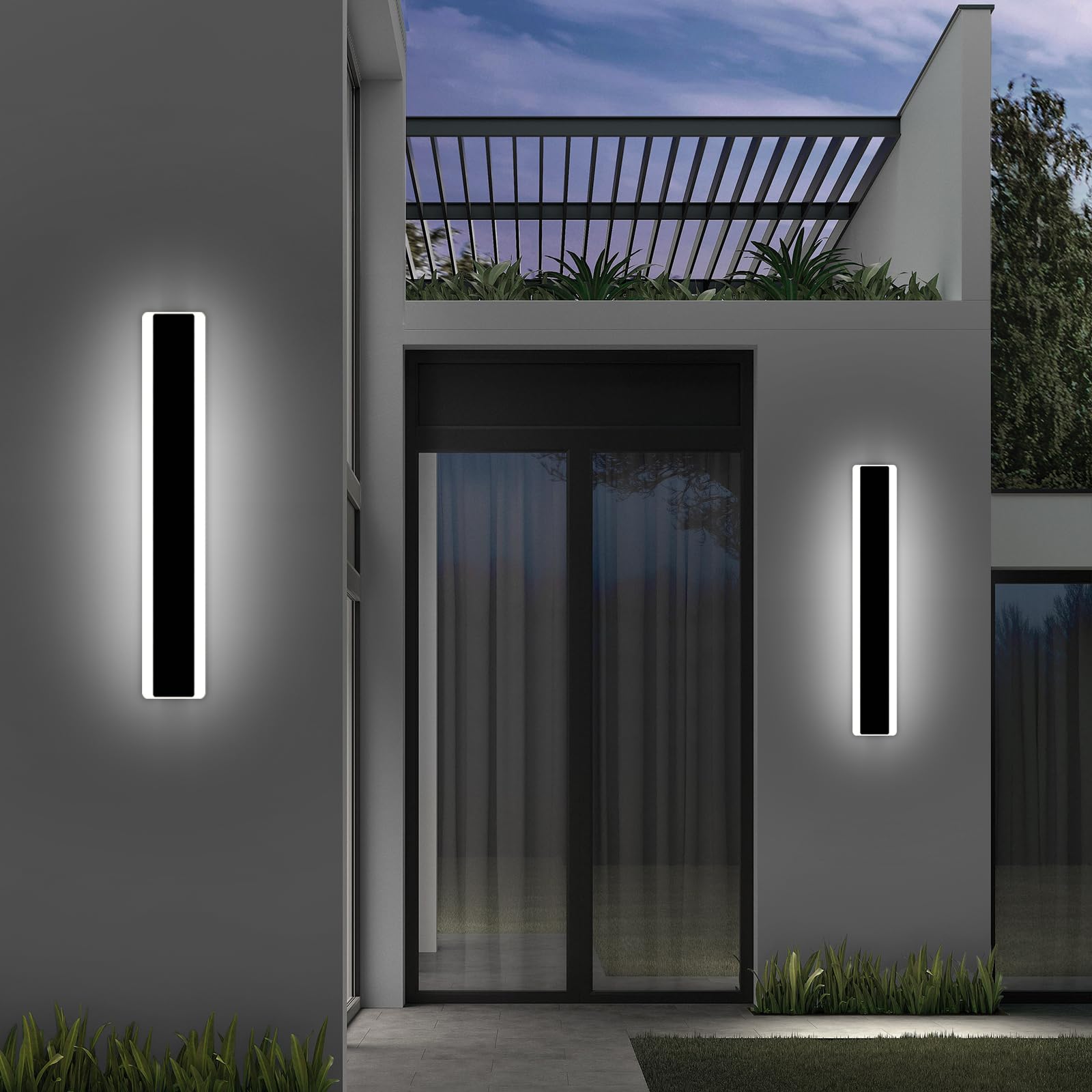 Mikeru 6500k Cool White Outdoor Wall Light, 150cm Modern Porch Wall Light, LED Vertical Long Acrylic Garden Fixture, IP65 Waterproof for Balcony, Living Room, Garage, Patio