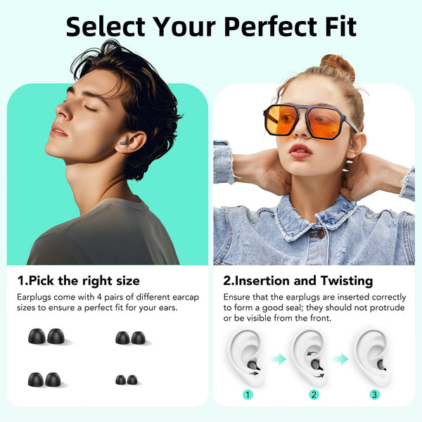 Ear Plugs for Sleep Noise Cancelling -45dB, Customized Soft Earplugs for Concert, 0 Pressure, Reusable Ear Plug for Noise Reduction with Case & 8 Eartips, for Sleep, Working, Studying, Traveling