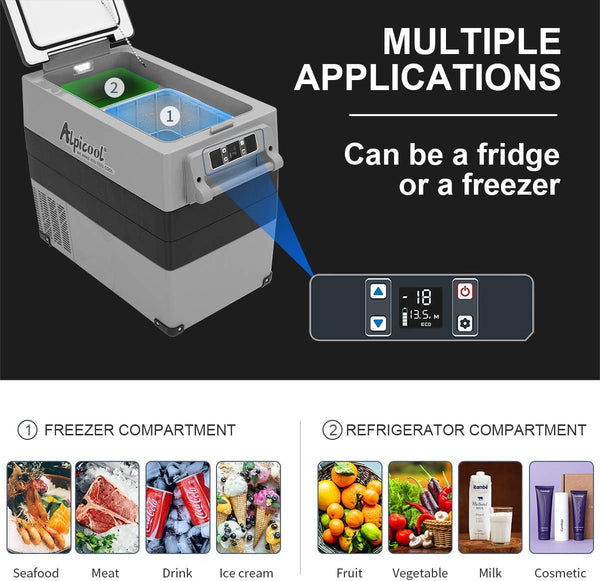 Alpicool CF45 45L Compressor Car Refrigerator, Portable Camping Fridge DC 12v Freezer for TruckCampervanRVBoat, -20℃ to 20℃