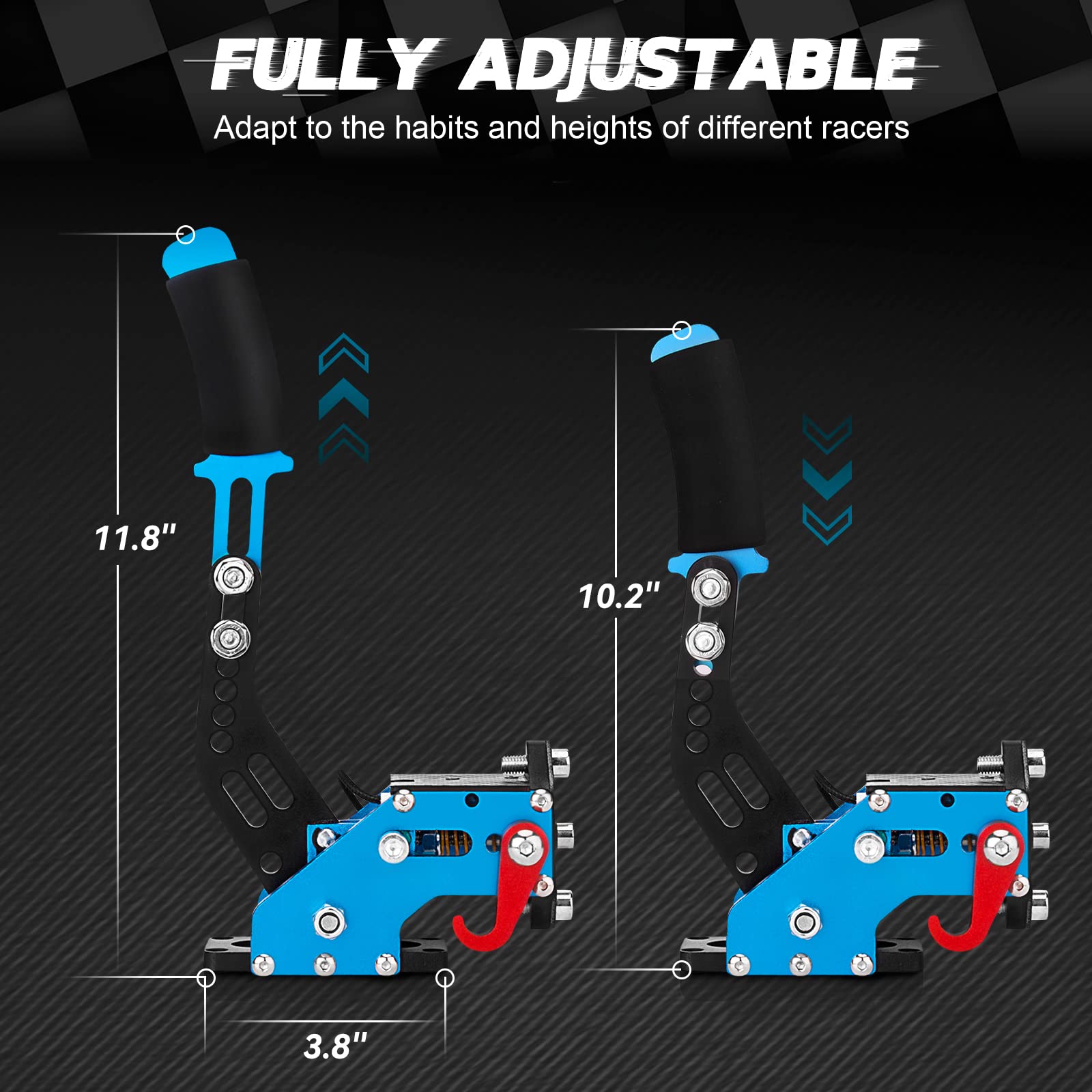 aikeec 64Bit PC USB Handbrake, Upgrade SIM Racing Games Handbrake for LO GITECH G25 G27 G29 T500 T300 THRUST MASTER FANATECOSW DIRT RALLY, 2M Nylon Cable/Reinforced Spring/Red+Clamp