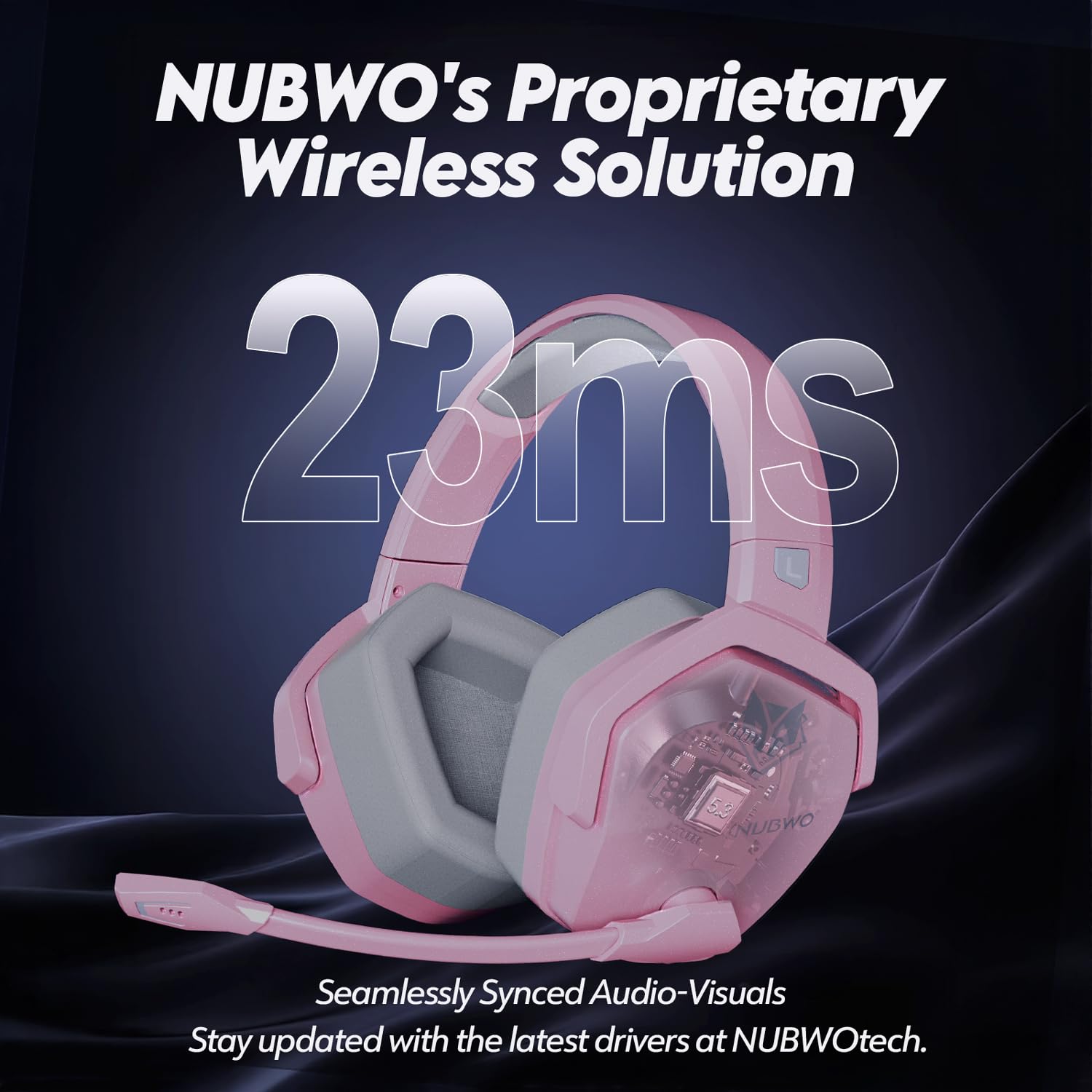 NUBWO G06 Pro Wireless Gaming Headset with Charging Station for Headset & PS5 Controller, 17ms Low Latency, 120H Battery Life, Dynamic 50mm Drivers-White (Only Compatible with PS5)
