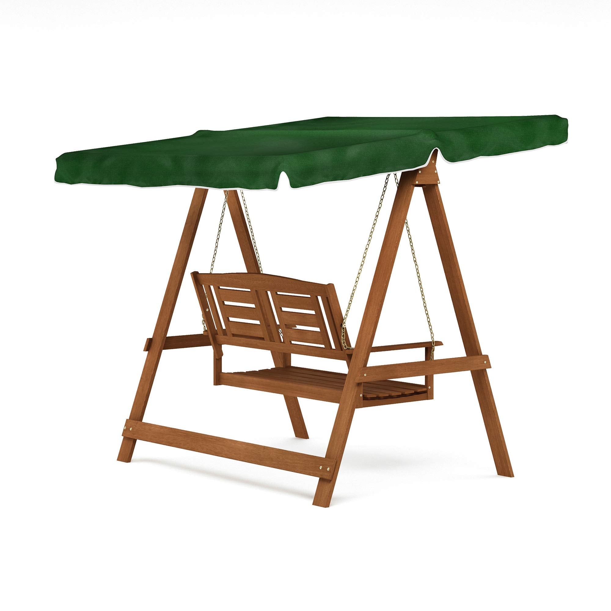 Furinno Tioman Hardwood Hanging Porch Swing with Stand in Teak Oil, Natural