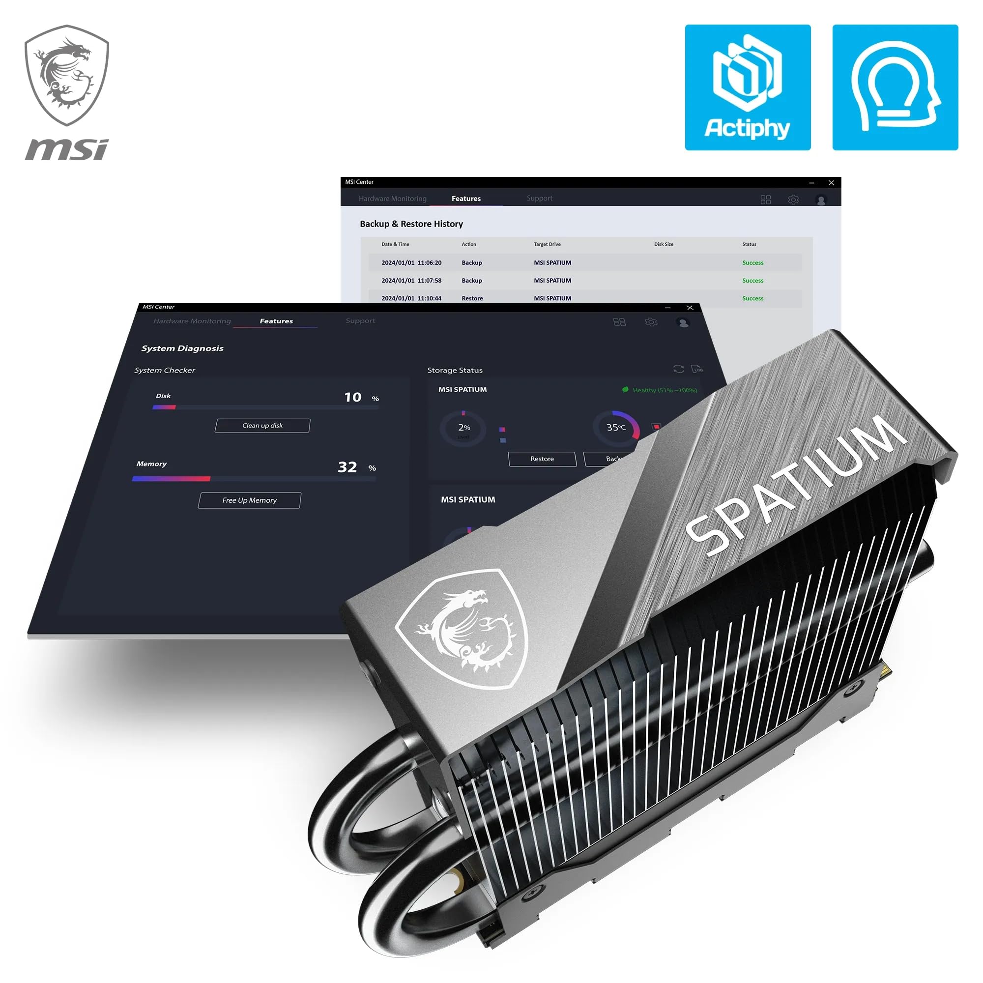 MSI SPATIUM S270 SSD 480GB - SATA 3 2.5" Solid State Drive, 500MB/s Read & 450MB/s Write, 3D NAND, Built-In Data Security, MSI Center - 5 Year Warranty (250 TBW)