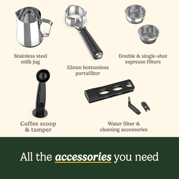 Cuisinart® Slim Espresso Machine | Espresso, Americano, Cold Brew | Integrated milk frother for Lattes and Cappuccino | 15-Bar Pressure, Bottomless Portafilter |Compact Design, Travel Mug Compatible