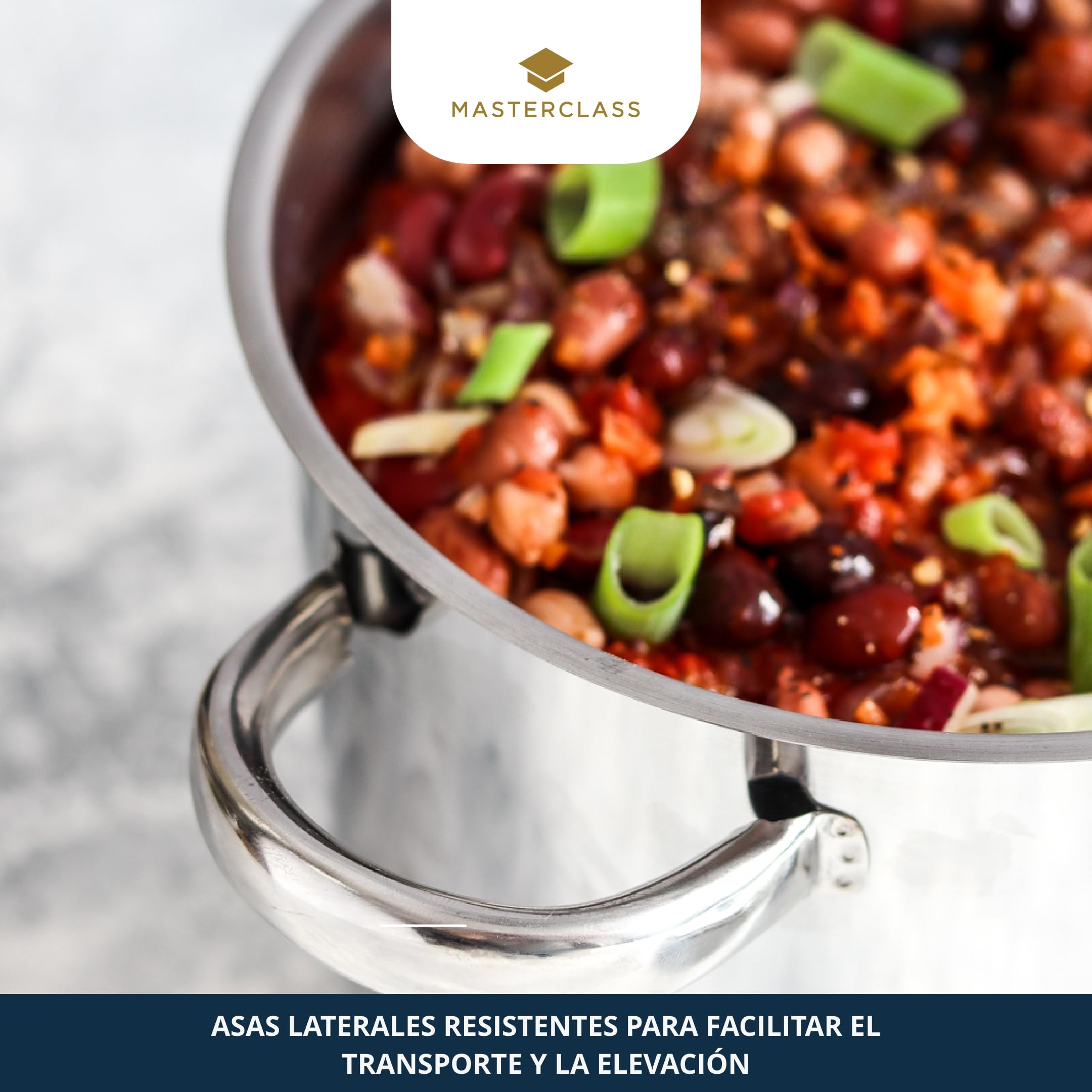 MasterClass Stock Pot With Lid 8.5L/24cm, Induction-Safe, Stainless Steel, Silver