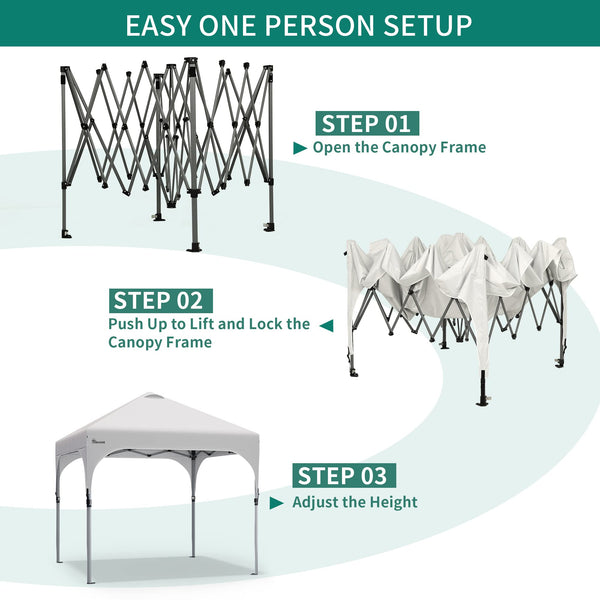 YITAHOME 2.5x2.5M Instant Heavy Duty Pop Up Gazebo, Waterproof Folding Garden Camping Party Tent Canopy Marquee with Roller Bag for Patio Markets Beach