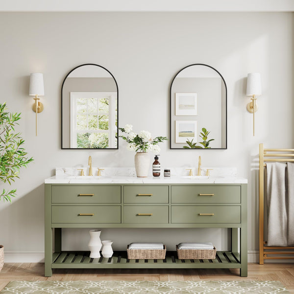 Dripex 50 x 75cm Arched Mirror, Arched Wall Mounted Mirror Home Decorative Bathroom Bedroom Living Room Dressing, Black