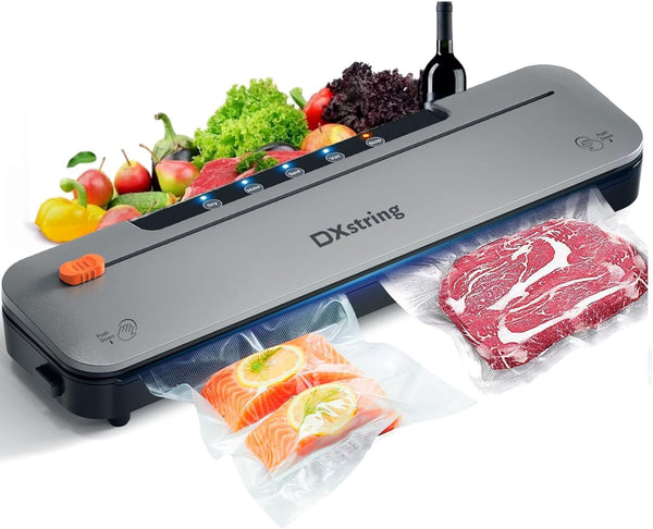 DXstring Vacuum Sealer Machine, Vacuum Sealer for Dry and Moist Food Preservation, Food Vacuum Sealer Machine with 15 Vacuum Sealer Bags and Built-in
