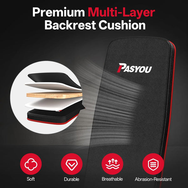 PASYOU Leg Extension Machine With 6 Adjustable Backrests, Leg Press Machine For Home Gym，Maximum Capacity & Dumbbell Weight 220LBS ，Weight Bench With Leg Curl Machine For Lower Body Exercise PM30