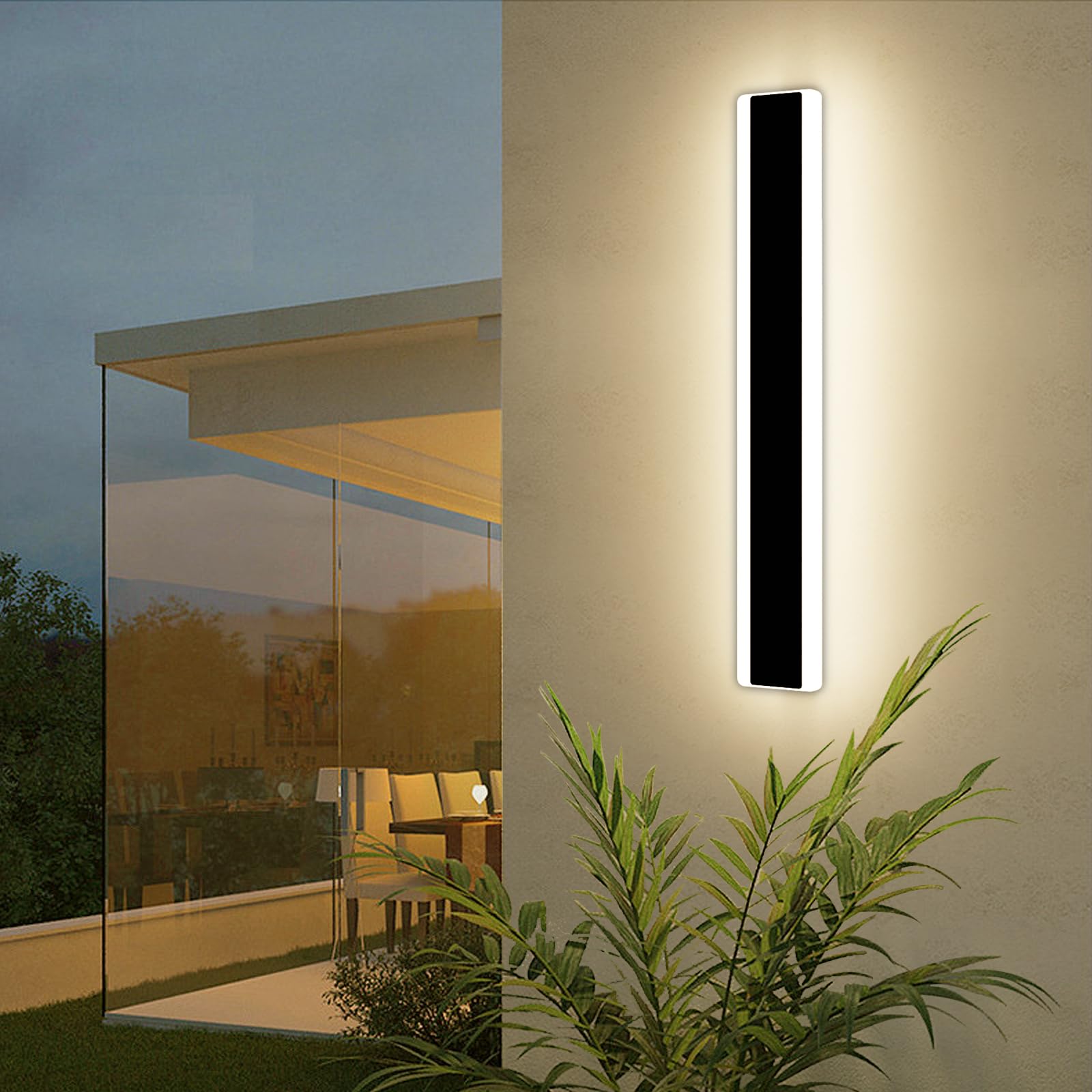 Mikeru 6500k Cool White Outdoor Wall Light, 150cm Modern Porch Wall Light, LED Vertical Long Acrylic Garden Fixture, IP65 Waterproof for Balcony, Living Room, Garage, Patio
