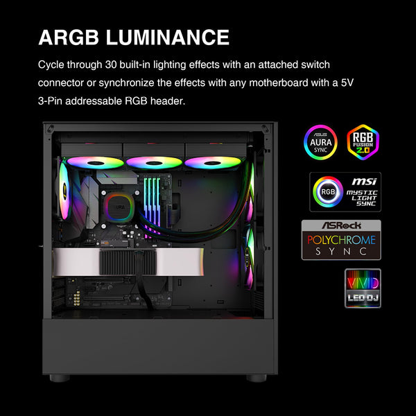 GAMDIAS AURA GL240 V2 AIO, 240mm CPU Liquid Cooler, Easy Cable Routing Design, Rotatable Performance Pump, 2 x 120mm Low-Noise PWM ARGB Fan w/ MB Sync, AMD AM5/AM4；Intel LGA 1851/1700/115x/1200, White