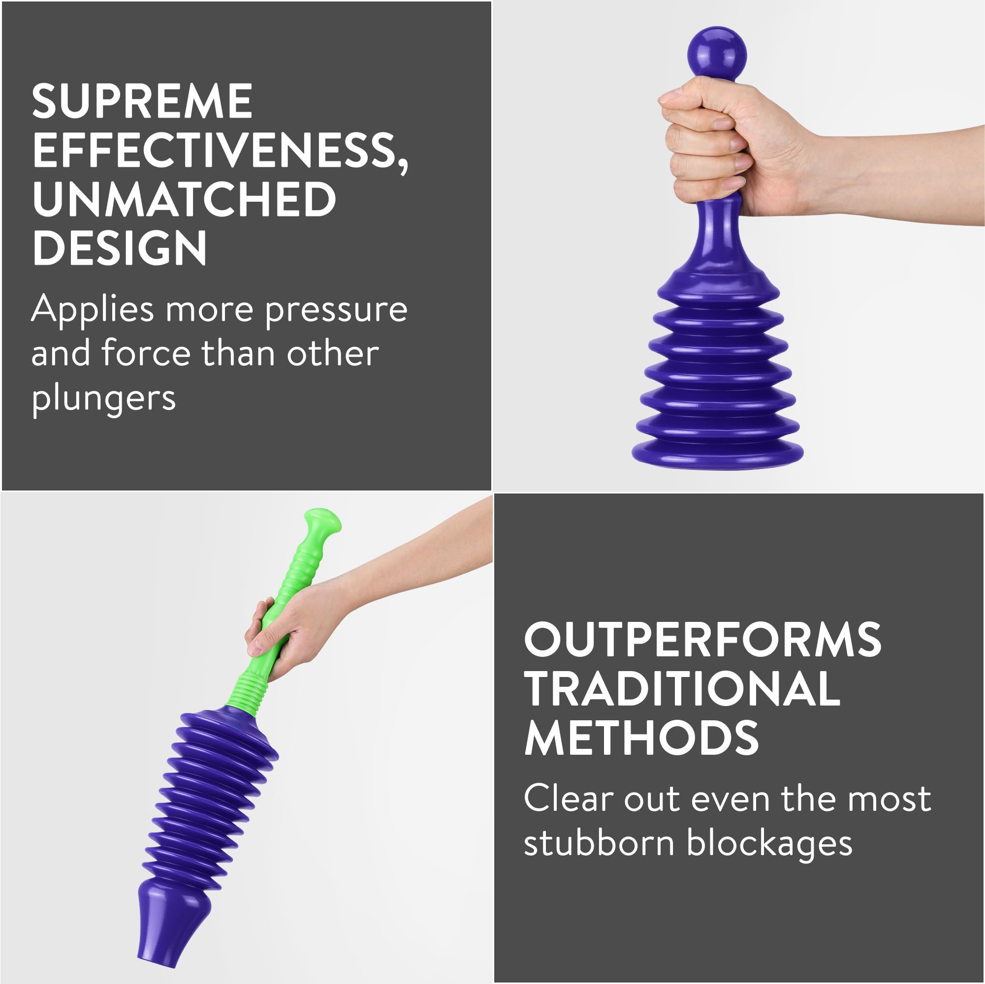 Luigi's Sink Plunger - Drain Plunger Sink Unblocker - Plungers for Unblocking - Drain Plungers for Bathroom Kitchen Bath Shower - Unblock Pump with Accordion Bellows