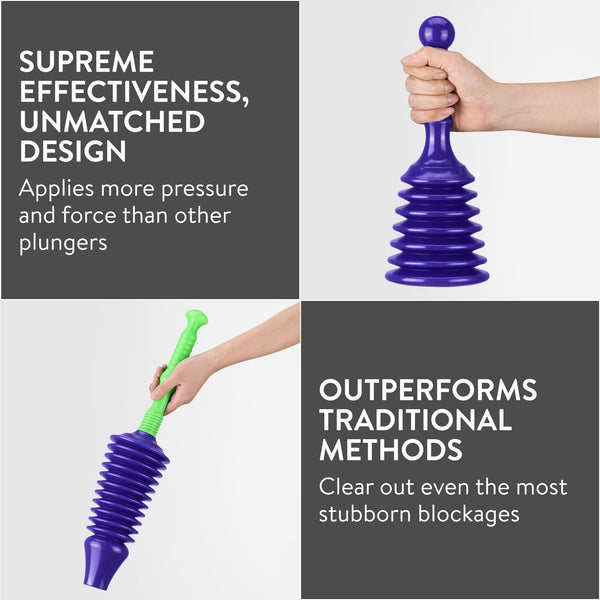 Luigi's Sink Plunger - Drain Plunger Sink Unblocker - Plungers for Unblocking - Drain Plungers for Bathroom Kitchen Bath Shower - Unblock Pump with Accordion Bellows