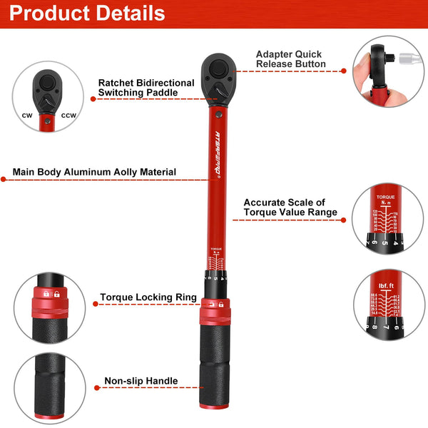 ATsafepro Torque Wrench 3/4 Inch, 100-600 Nm Torque Wrenchs, ±3% Error Accuracy with 48 Teeth Dual-Direction Adjustable for Repair of Car, Truck, Tractor