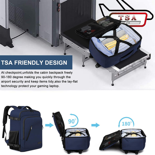 Cabin Bags 40x20x25 for Ryanair Underseat 20L Small Travel Hand Luggage Backpack Carry-ons Bag Cabin Size for Airplanes Flight Bag Travel Rucksack Fit 14 Inch Laptop with USB Charging Port-Black